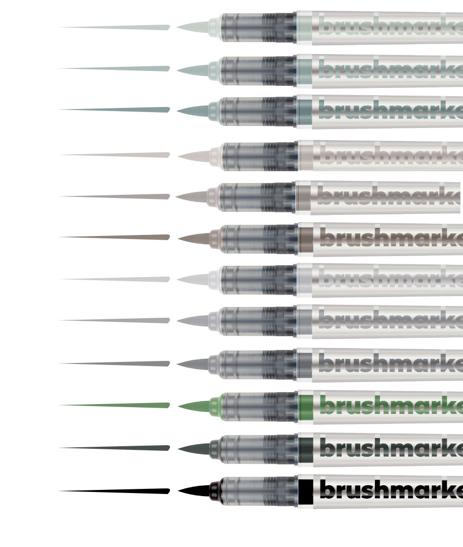 Rotuladores BrushmarkerPRO | 12 Grey Colours Set