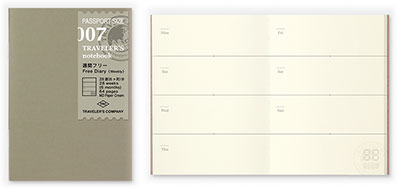 Recambio Traveler´s notebook passport
007 Free Diary Weekly