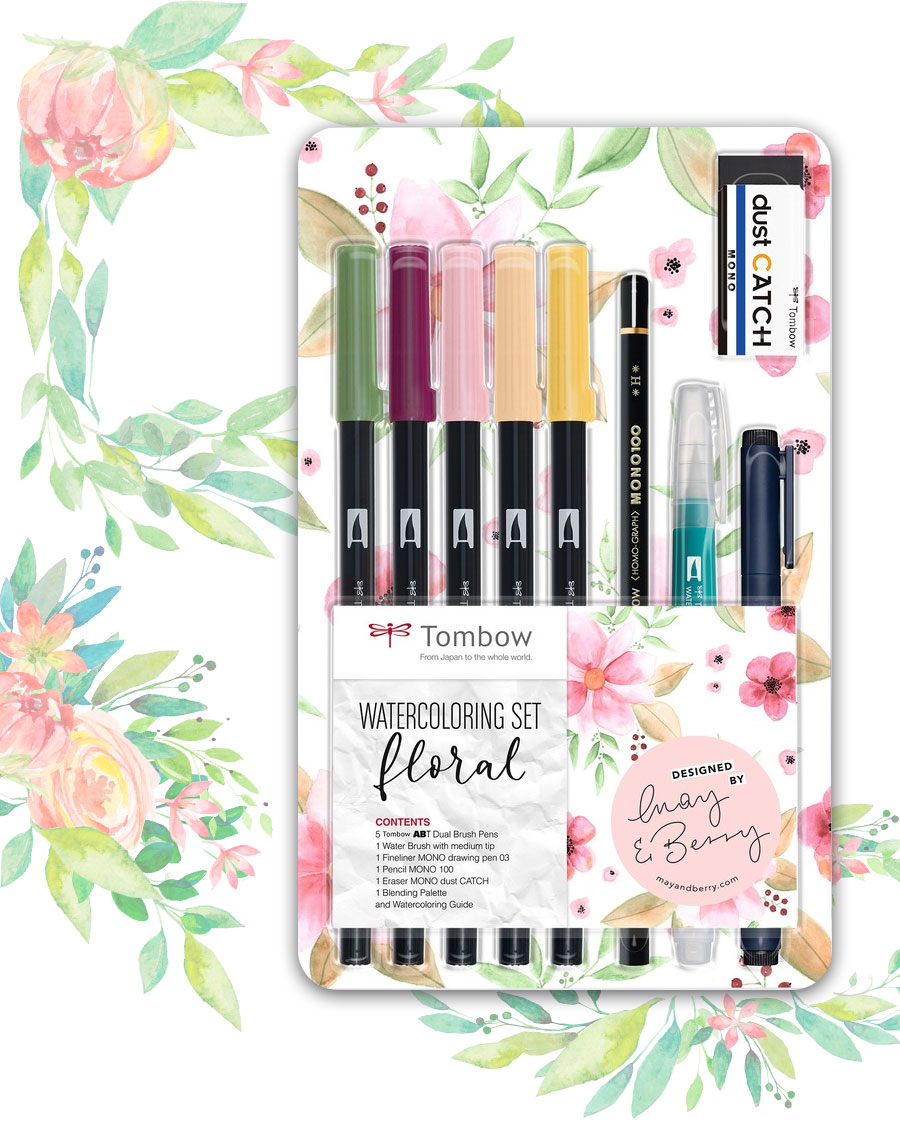 Tombow Watercoloring floral