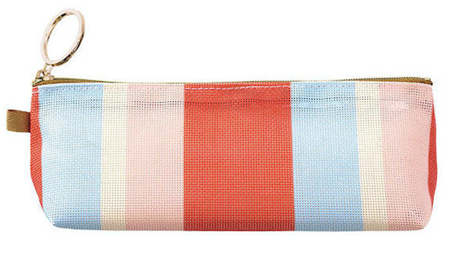 Midori Mesh Graphics Pen Case Stripe Yellow Green